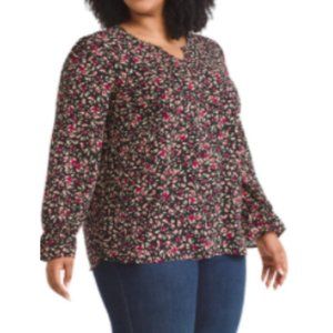 Renee C. Abstract Animal Print Blouse 1X